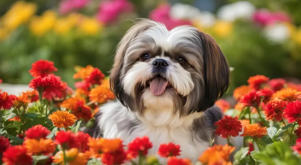 Cachorro Shih Tzu com pelagem colorida