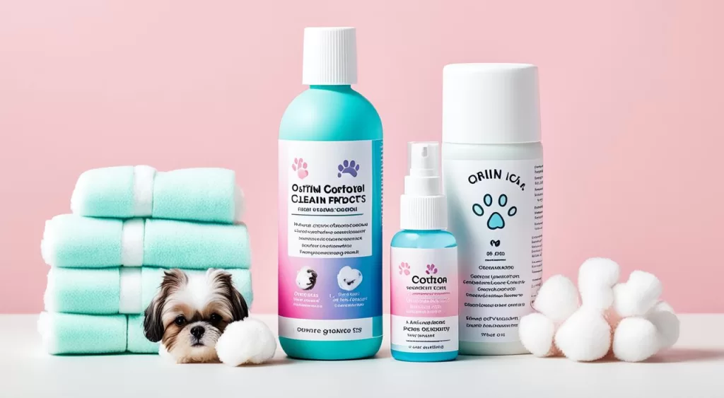 Produtos de limpeza otológica para o Shih Tzu
