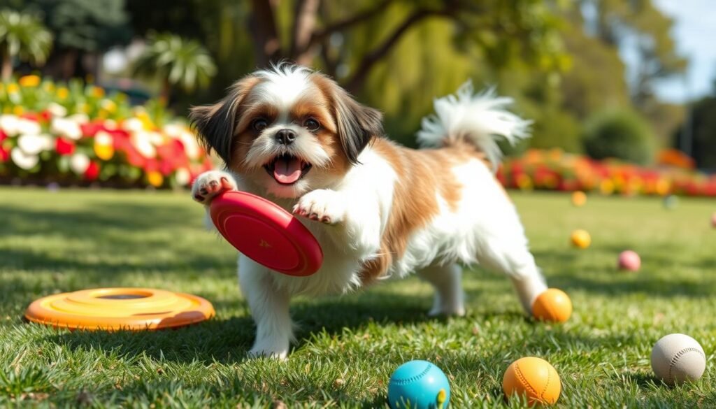 Shih Tzu praticando exercícios