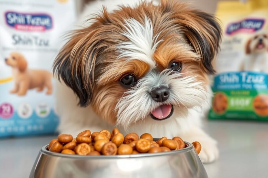 Shih Tzu comendo ração específica para a raça